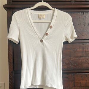 Sézane Ribbed Button-Detail Top